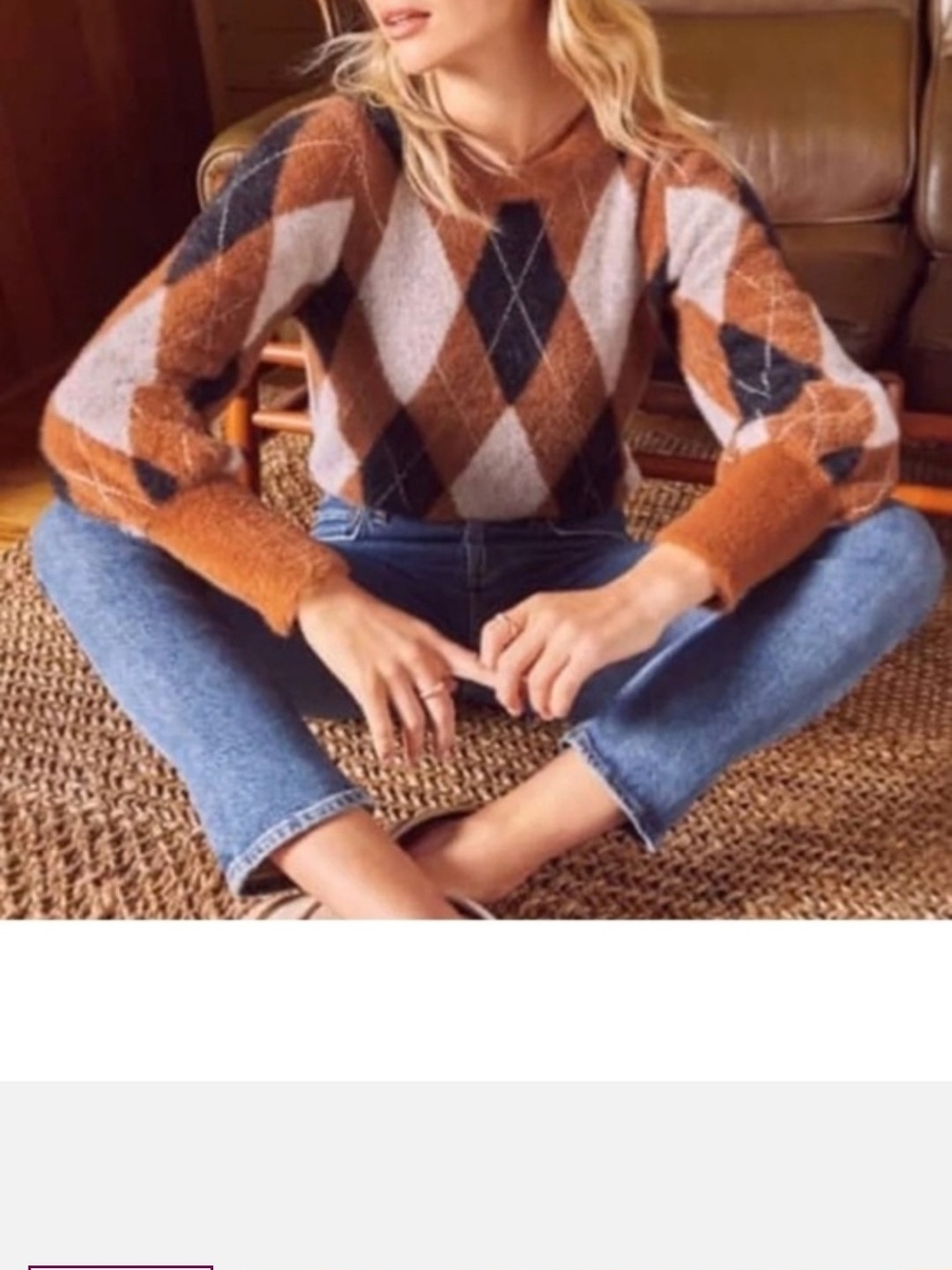 Evereve Frankie Crewneck Pullover Argyle Sweater - Picture 2 of 11